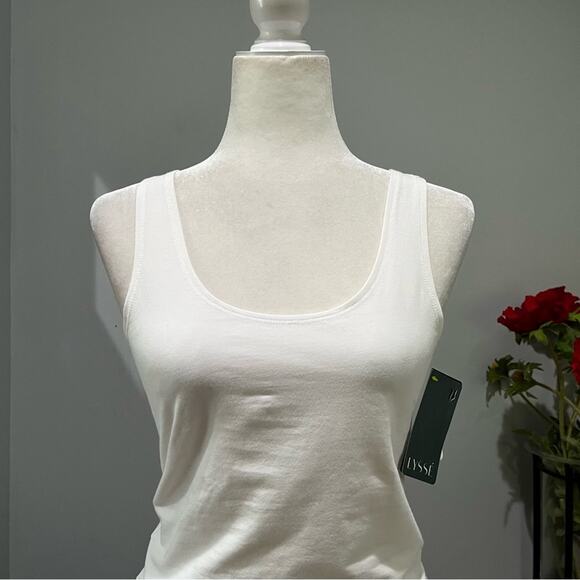 NEW Lysse Spandex Longline Scoop Neck Wide Strap Shape Wear Tank Top White S NWT - Picture 3 of 16